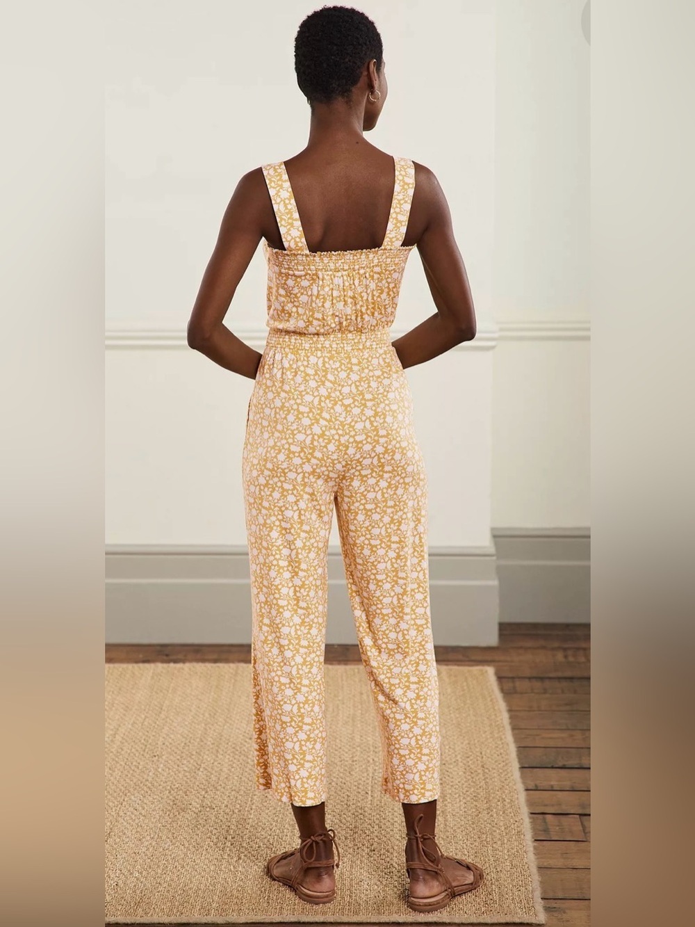 Boden Strappy Floral jumpsuit, Butter, size 10R NWT - Picture 2 of 6